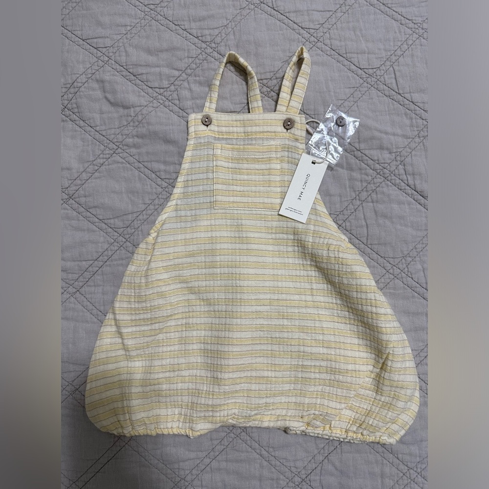 Quincy Mae yellow stripe Hayes romper